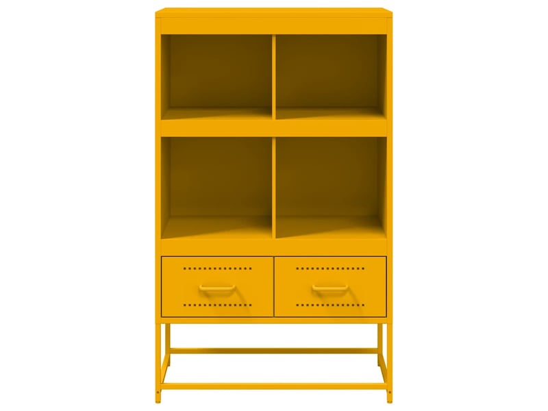  Buffet haut - bahut - meuble de rangement jaune moutarde 68x39x111,5 cm acier  - Conforama D