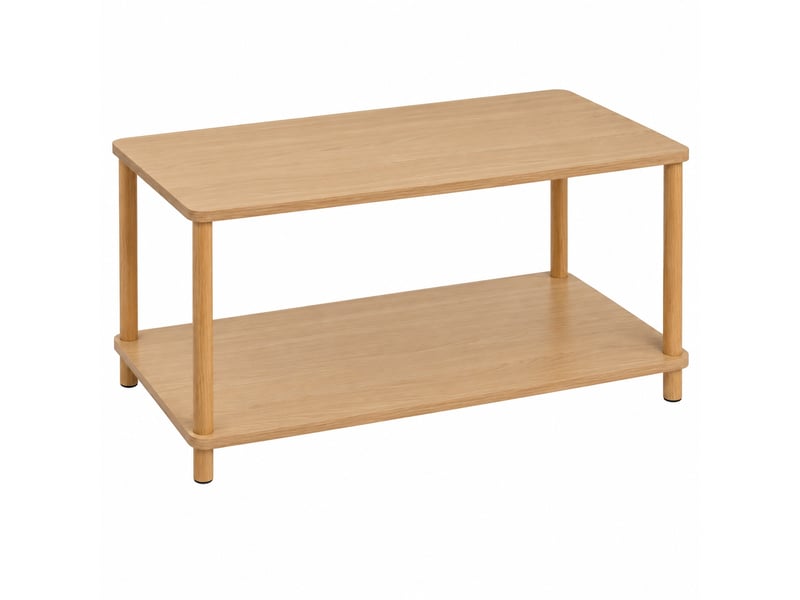  Table basse rectangulaire avec 2 plateaux, coloris bois naturel - longueur 80 x profondeur 40 x hauteur 41 cm  - Conforama A