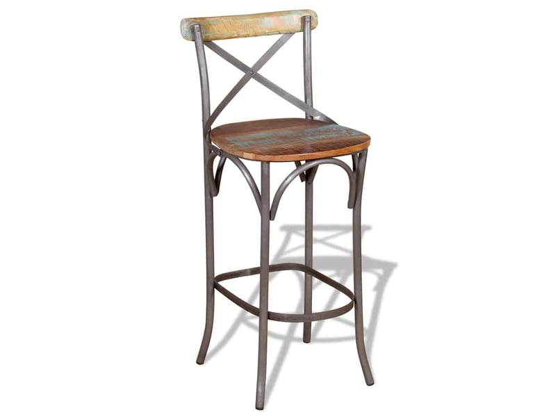  Tabouret de bar, chaise de bar bois de récupération massif  - Conforama D