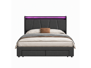 Lit coffre 160x200 cm FOERPL   coloris gris