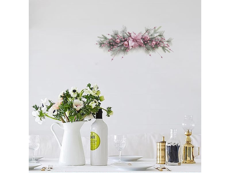  Guirlande de noël suspendue 70 cm en forme de goutte avec boules décoratives, couronne de porte intérieur extérieur  - Conforama C