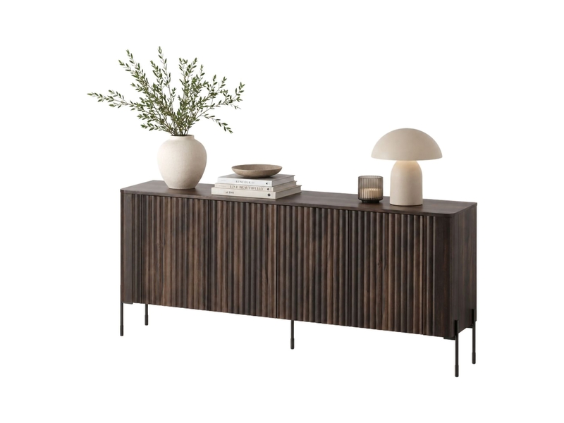  Buffet laion, meuble 4 étagères, 190x40x80h cm noyer marron Laion - Conforama A