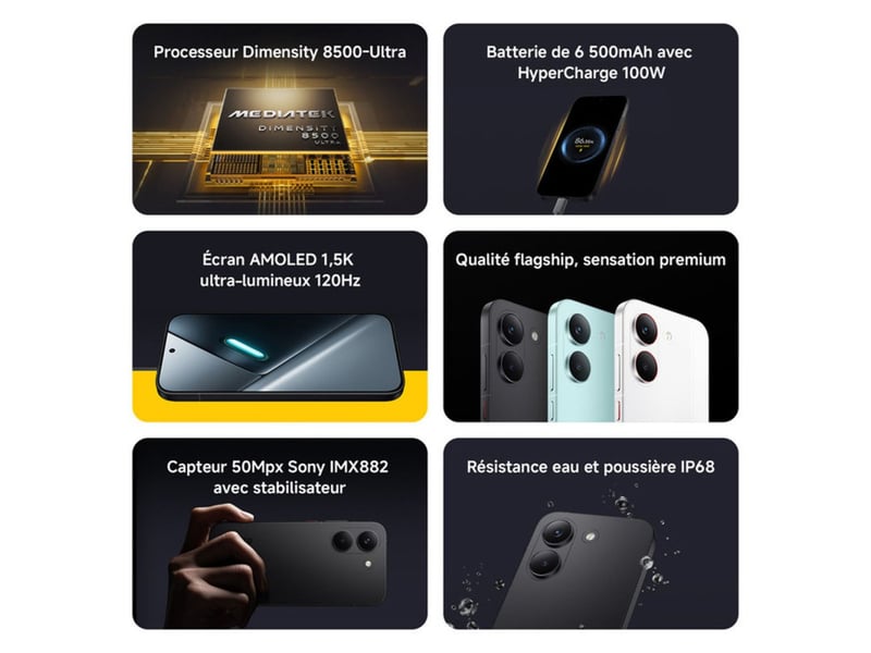 Smartphone 5g poco x8 pro dual sim 12 go 512 go noir amoled 1,5k 120 hz 6500 mah 421705_AACPO27891_6_DROPFR - Conforama C