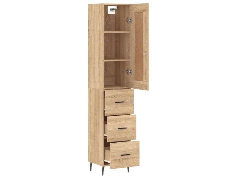  Buffet haut - bahut - meuble de rangement chêne sonoma 34,5x34x180 cm bois d'ingénierie  - Conforama C