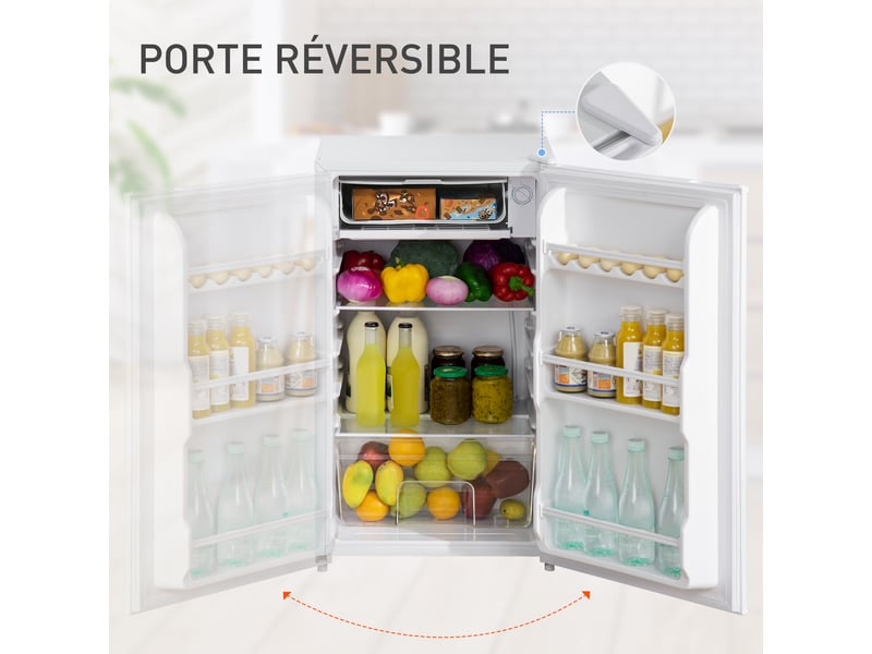 Réfrigérateur congélateur petit réfrigérateur 91 l étagères modulables design sous-comptoir 47,5 x 44,2 x 84 cm blanc - Conforama R