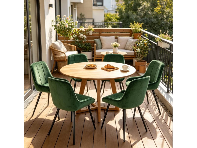  Lot de 4 chaises de salle à manger avec dossier ergonomique, assise rembourrée samt, structure métal robuste et stable  - Conforama D