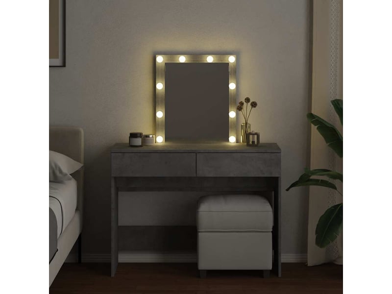  Coiffeuse, table de maquillage avec led gris béton 100x40x130 cm shl29609  - Conforama C