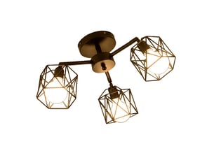 Plafonnier rond en métal chromé – 3 flammes, spots orientables