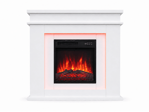 HOMAVO 18'' cheminée électrique d’ambiance chauffante, puissance 900/1800 w, équipée d’une fonction minuterie et d’une protection contre la surchauffe.