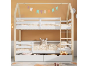 Lit superposé 90x200 cm <strong></strong> <strong></strong> coloris bois clair
