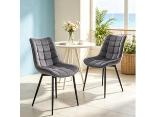 Lot de 2 chaises de salle à manger en velours gris foncé evryae