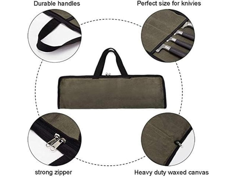  Sacoche à couteaux de cuisine, porte-couteaux vide, support à couteaux, sac à couteaux adapté au travail, au camping, aux pique-niques (couteaux non  - Conforama D