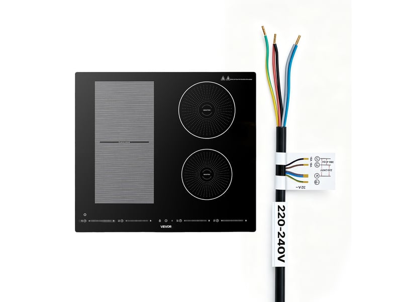  Vevor plaque à induction encastrable 4 foyers 59 cm - 7200 w, 9 niveaux, écran tactile led, surface vitroceramique, sécurité enfants SK-72IHB4S9M - Conforama A