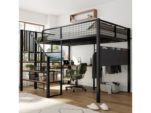 Lit mezzanine 140x200 cm <strong></strong>  <strong>Qualité haut de gamme</strong> coloris noir