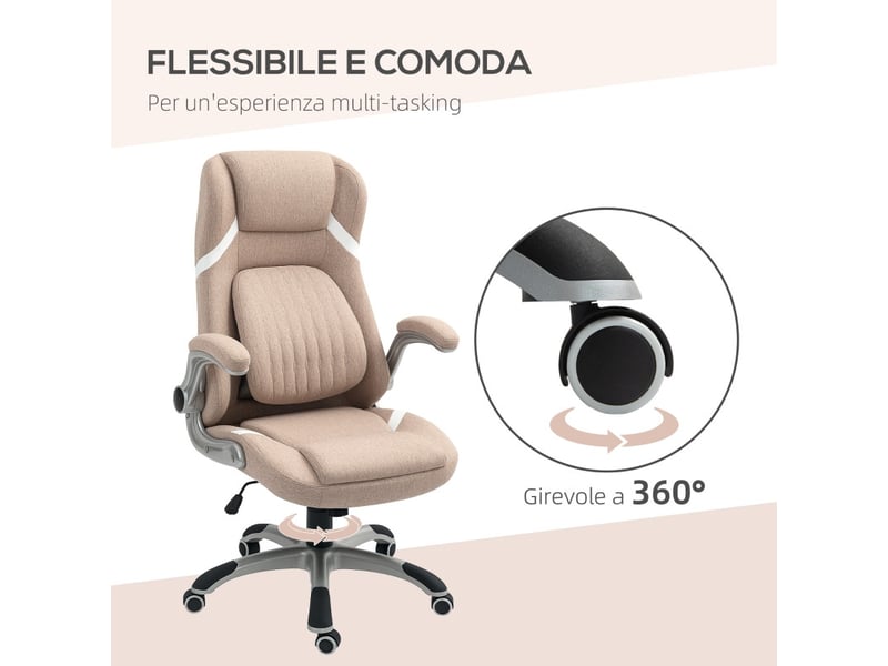 Chaise de bureau yliel inclinable réglable tissu marron clair - Conforama E