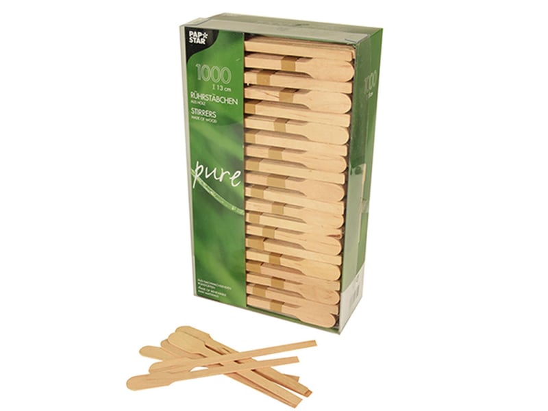  Papstar - 1000 agitateurs en bois 13 cm agitateurs en forme de pagaies  - Conforama A