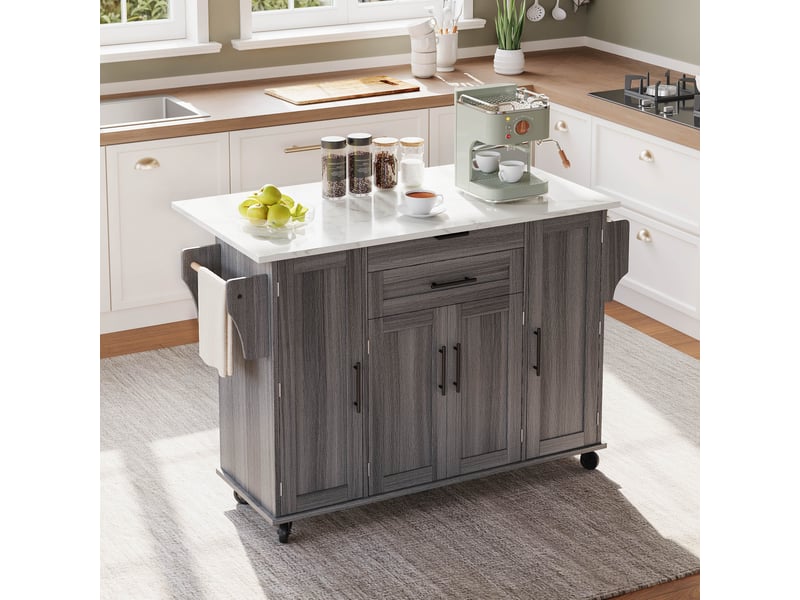  Buffet cuisine mobile extensible - plateau 70 cm, tiroir à couverts caché - organisation optimale  - Conforama B
