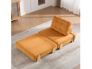 Fauteuil convertible EVRYAE Velours côtelé orange vendu A l'unité