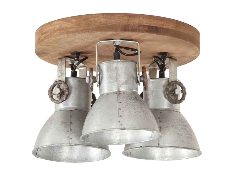  Plafonnier industriel, lampe plafond 25 w argenté 42x27 cm e27  - Conforama C