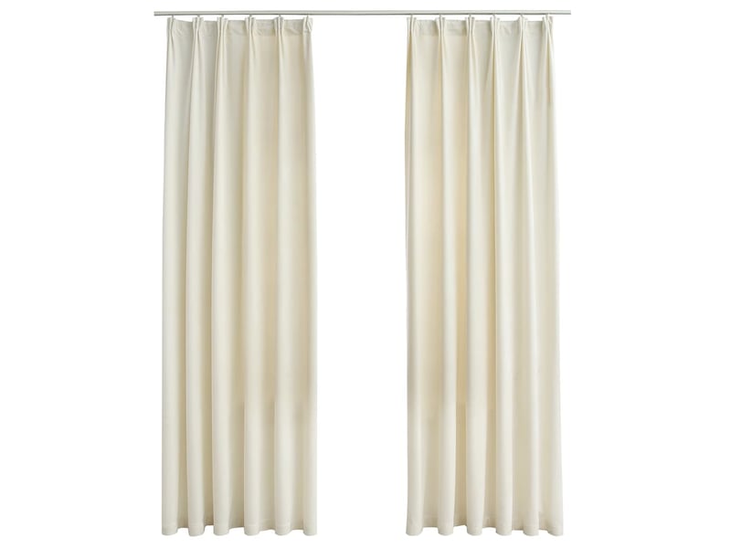  Lot de 2 rideaux occultants, rideaux black-out avec crochets velours crème 140x225 cm cf44896  - Conforama A