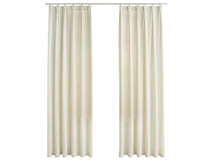 Lot de 2 rideaux occultants, rideaux black-out avec crochets velours crème 140x225 cm cf44896