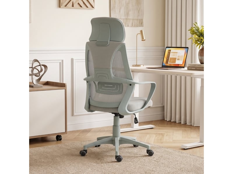  Fauteuil de bureau 64x55 cm - gris - réglable en hauteur, appui-tête, soutien lombaire et fonction basculante  - Conforama B