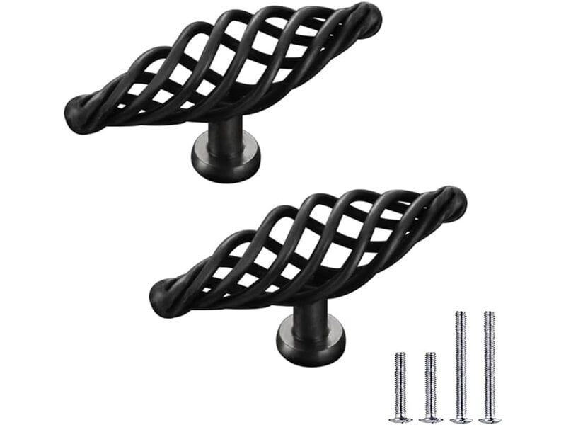  Paire de boutons métalliques noirs vintage en forme d'oiseau, poignées ovales pour bureau et cuisine  - Conforama C
