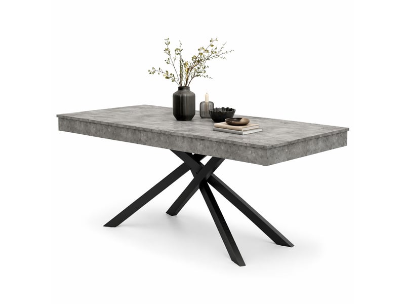  Table de salle à manger extensible 6 à 8 personnes en mdf grise, plateau de 140 à 180 cm  - Conforama A