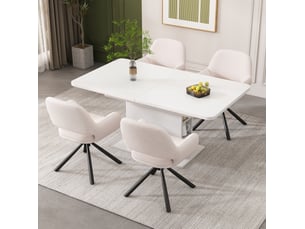 Chaise de salle à manger lot de 4, 60x60x80 cm, chaise tournante avec accoudoirs, blanc, sherpa, design