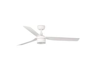 Faro ventilateur de plafond en acier blanc mat moteur dc 6 vitesses fonction inverse compatible plafond incline modele punt tek m 1300 mm modele punt tek m