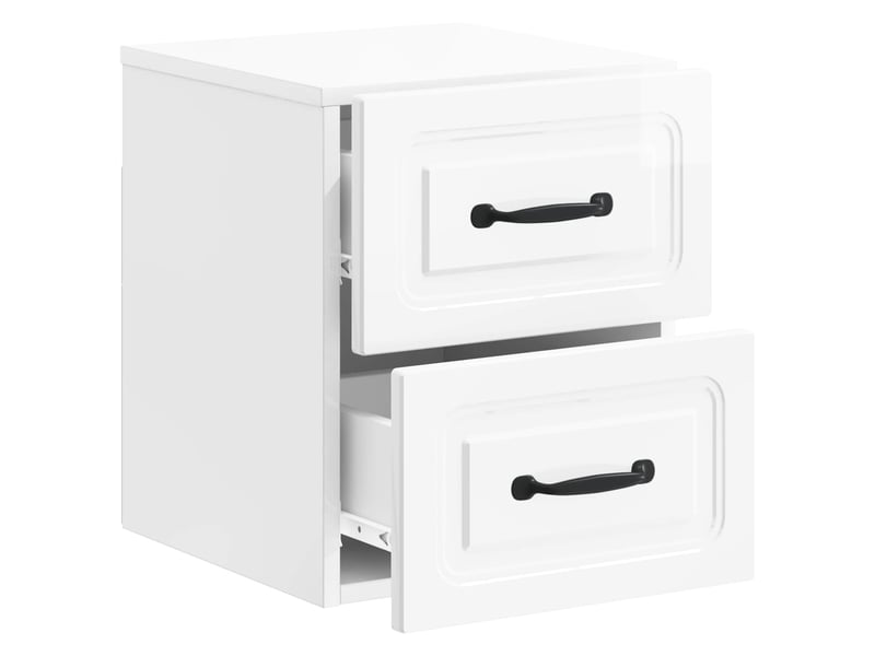  Table de chevet - cabinet de chevet - table de nuit mural blanc brillant 34,5 x 33 x 40 cm  - Conforama C