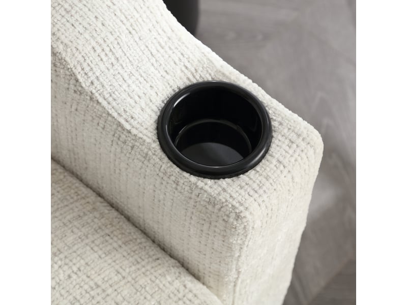  Canapé 4 places avec pouf revêtement en chenille douce 196,5 cm rangement et porte-gobelets  - Conforama D