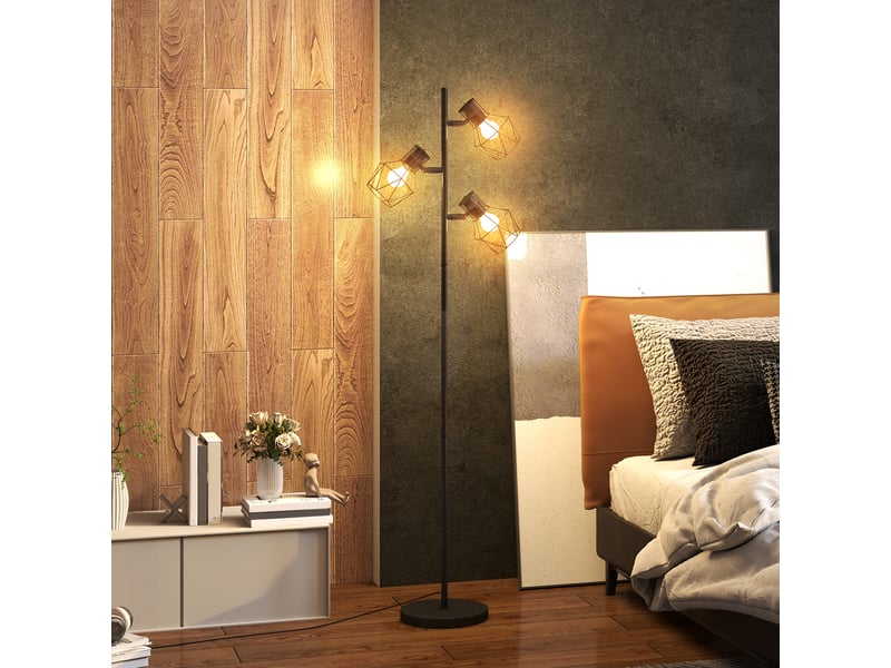  Lampadaire sur pied salon lampe sur pied 3 lumières adaptée aux ampoules e27 (non incluses) 41 x 28 x 169 cm noir  - Conforama C