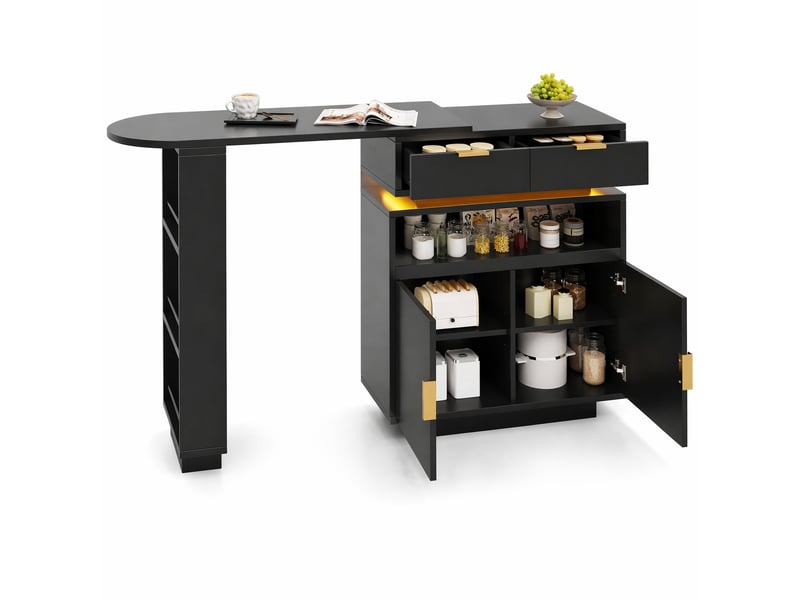  Îlot central de cuisine extensible avec rangement et led 115-183 cm homvra  - Conforama A