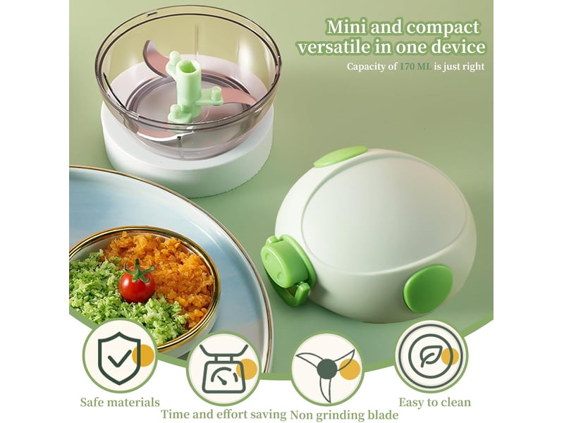  Hachoir à oignons, 170 ml, hachoir à oignons, hachoir manuel, hachoir à herbes portatives (vert + transparent)  - Conforama C