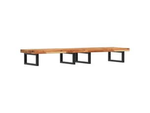 Étagère de vasque murale acier et bois massif d'acacia shl4966