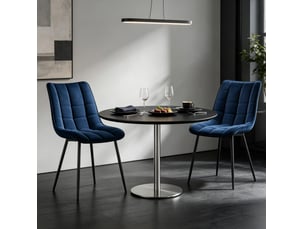 Lot de 2 chaises de salle à manger design en velours bleu et métal