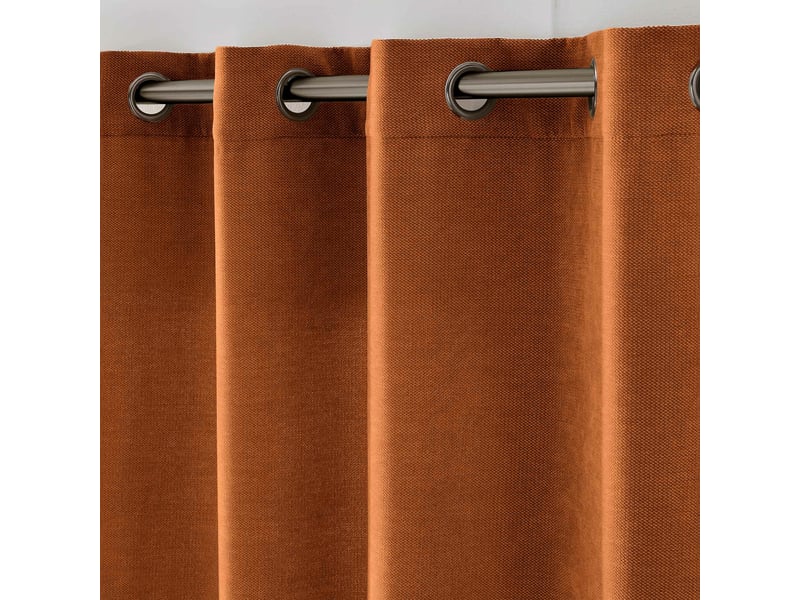  Lot de 2 rideaux à œillets 140 x 180 cm velours chenille cosi terracotta petite hauteur  - Conforama E