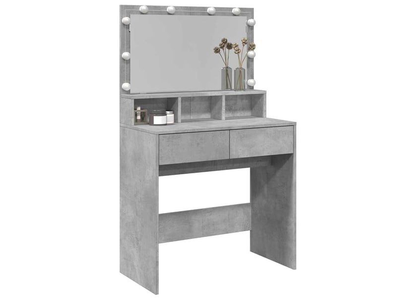 Coiffeuse, table de maquillage avec led gris béton 80x41x134,5 cm - Conforama D