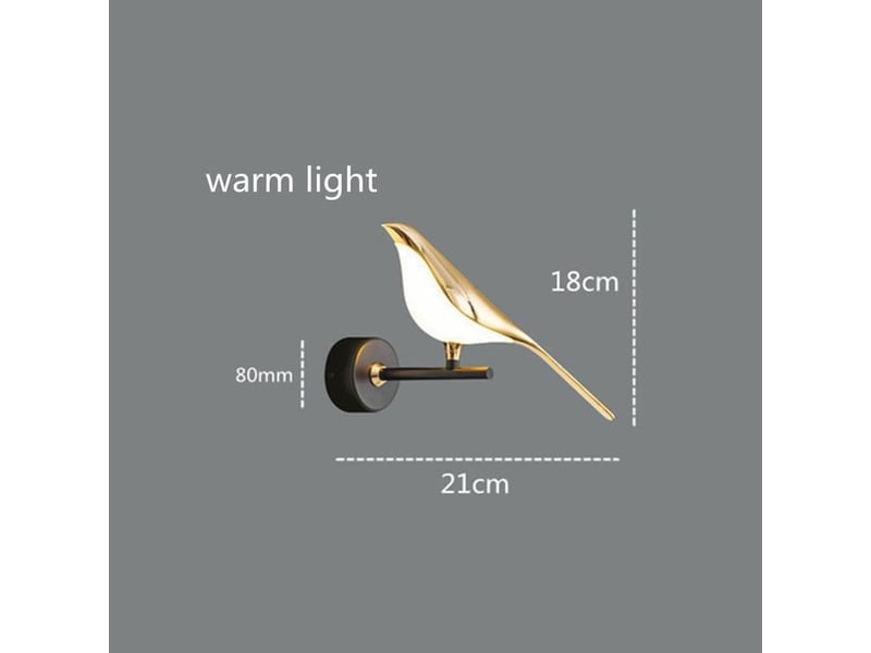  Applique murale led oiseau moderne, finition dorée, acrylique, lumière blanc chaud  - Conforama E