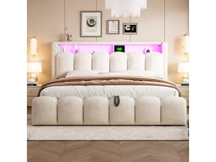 Lit 2 places 180x200 cm    coloris beige