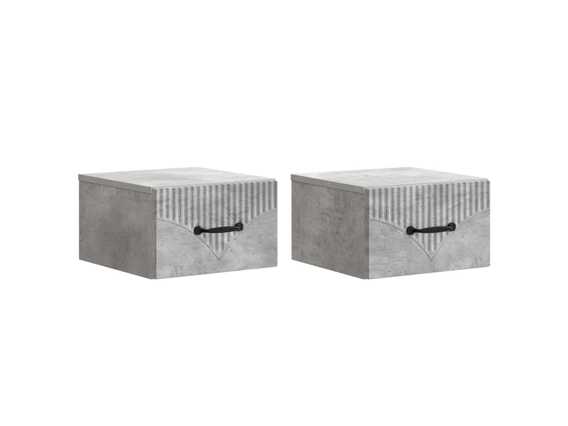  Table de chevet mural 2 pièces gris béton 34,5 x 33 x 20 cm  - Conforama B