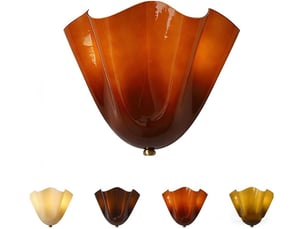 Applique murale vintage en verre ambré, abat-jour coquillage festonné, style art déco, lampe murale pour salon chambre, ambre, éclairage 3 couleurs
