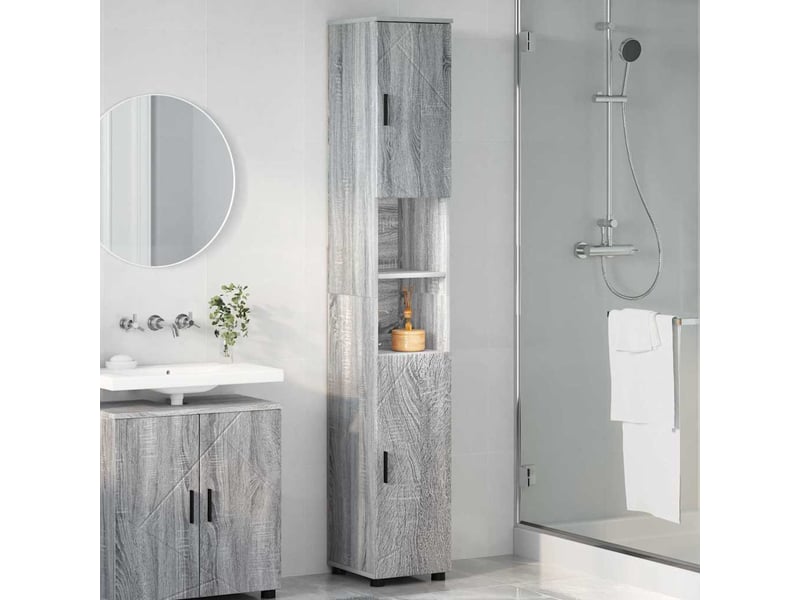  Cabinet de salle de bain, armoire salle de bain gris sonoma 30 x 35 x 192 cm cf65372  - Conforama D