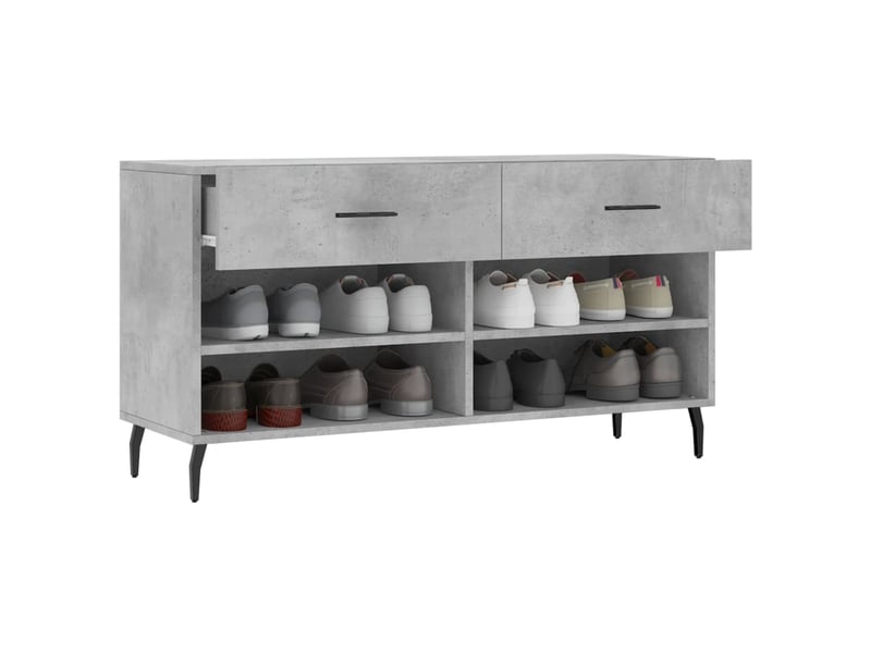  Banc à chaussures, meuble à chaussures gris béton 102x35x55 cm bois d'ingénierie shl1738  - Conforama D