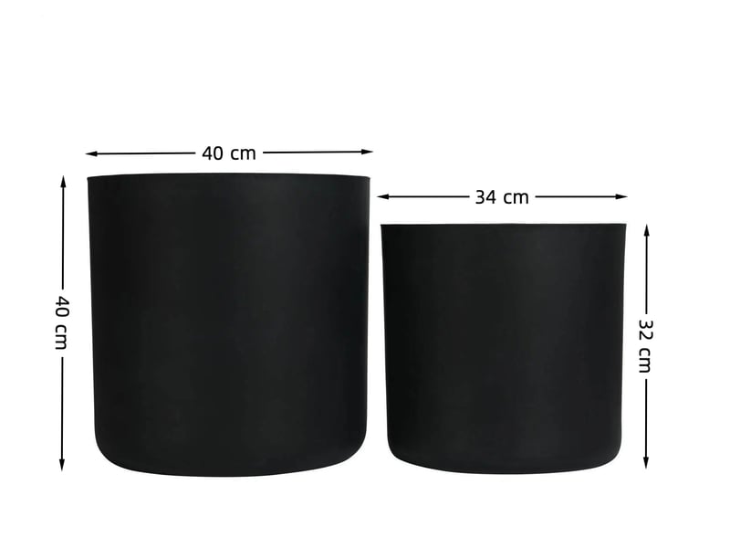 Lot de 2 pots de fleurs ronds 3440 cm – noir – oxyde de magnésium, faits main pour intérieur extérieur - Conforama C