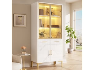 Vitrine coloris blanc 3 étagère(s) OSUPNESSEE - 75 cmx170 cm