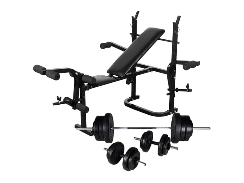  Banc d'entraînement avec support de poids jeu d'haltères 60,5 kg 02_0000020  - Conforama A