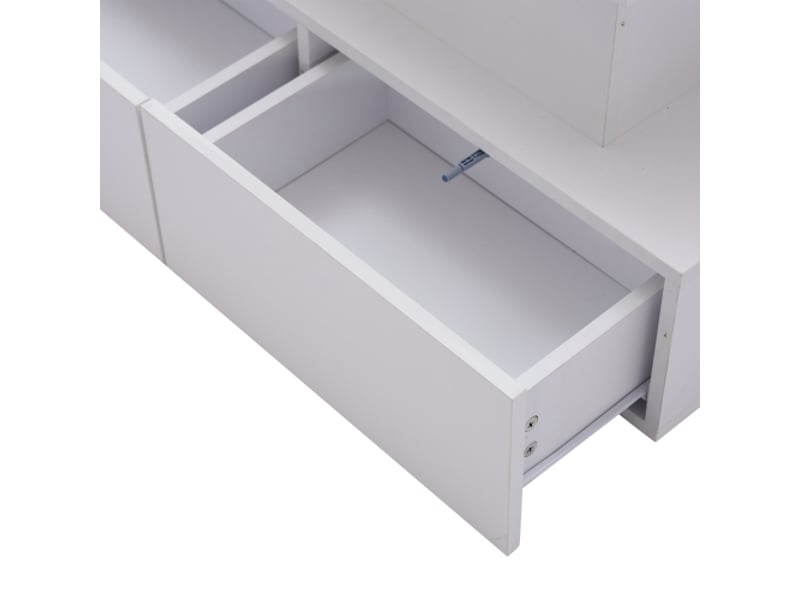  Table basse moderne blanche laquée avec led, 4 tiroirs - 90 x 55 x 41 cm, charge max 30 kg  - Conforama D