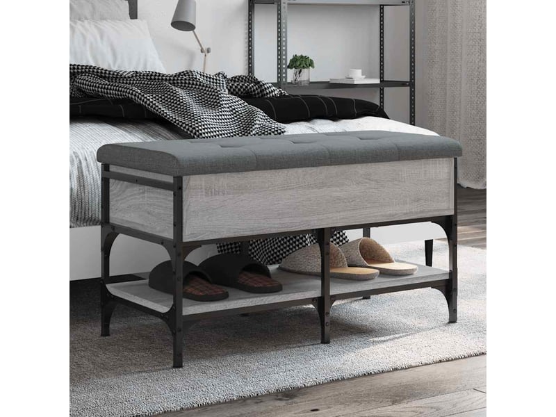  Banc à chaussures, banc de rangement sonoma gris 82x42x45 cm bois d'ingénierie  - Conforama B